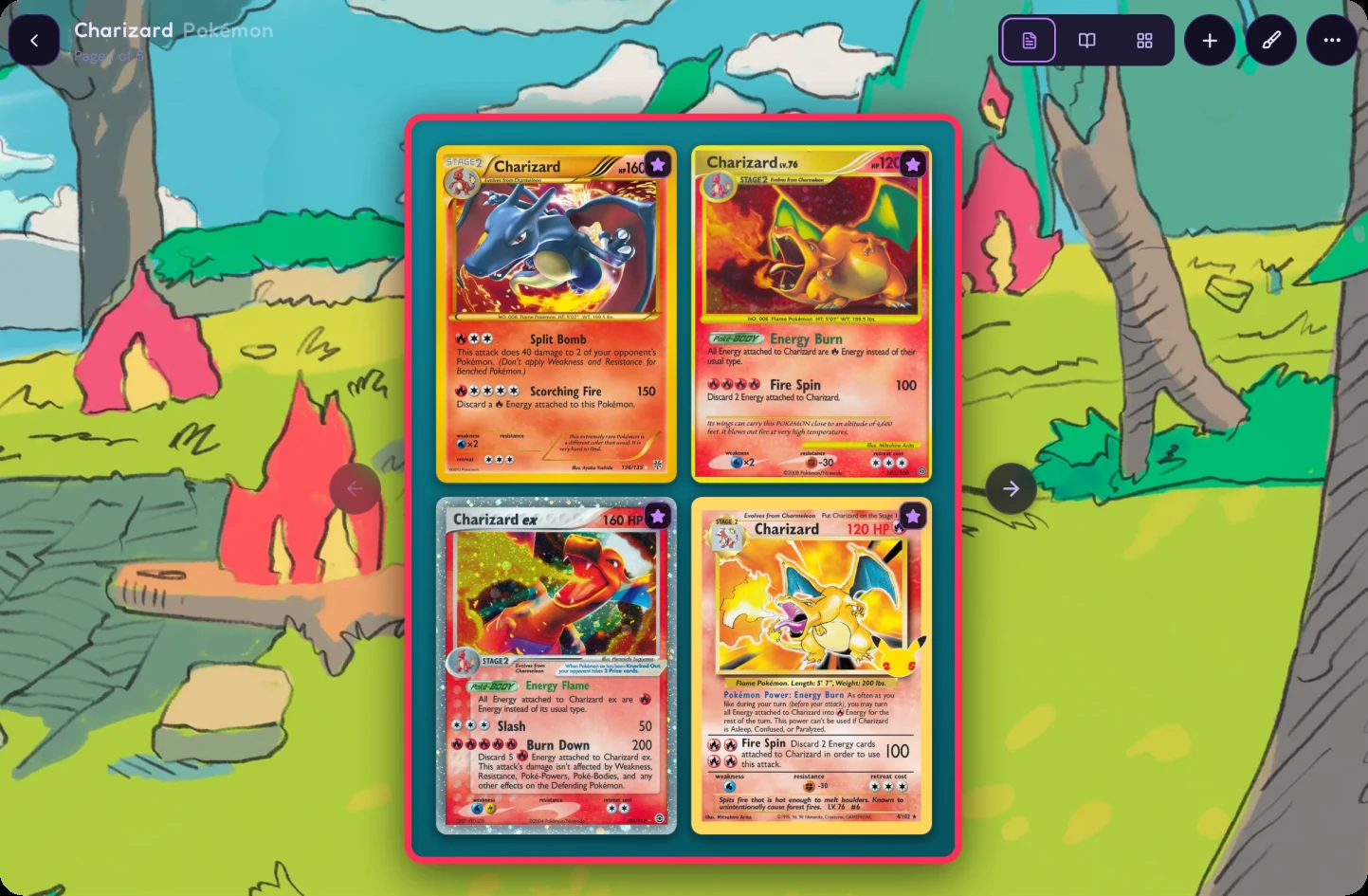 A wishlist binder page laid out before the cards are owned